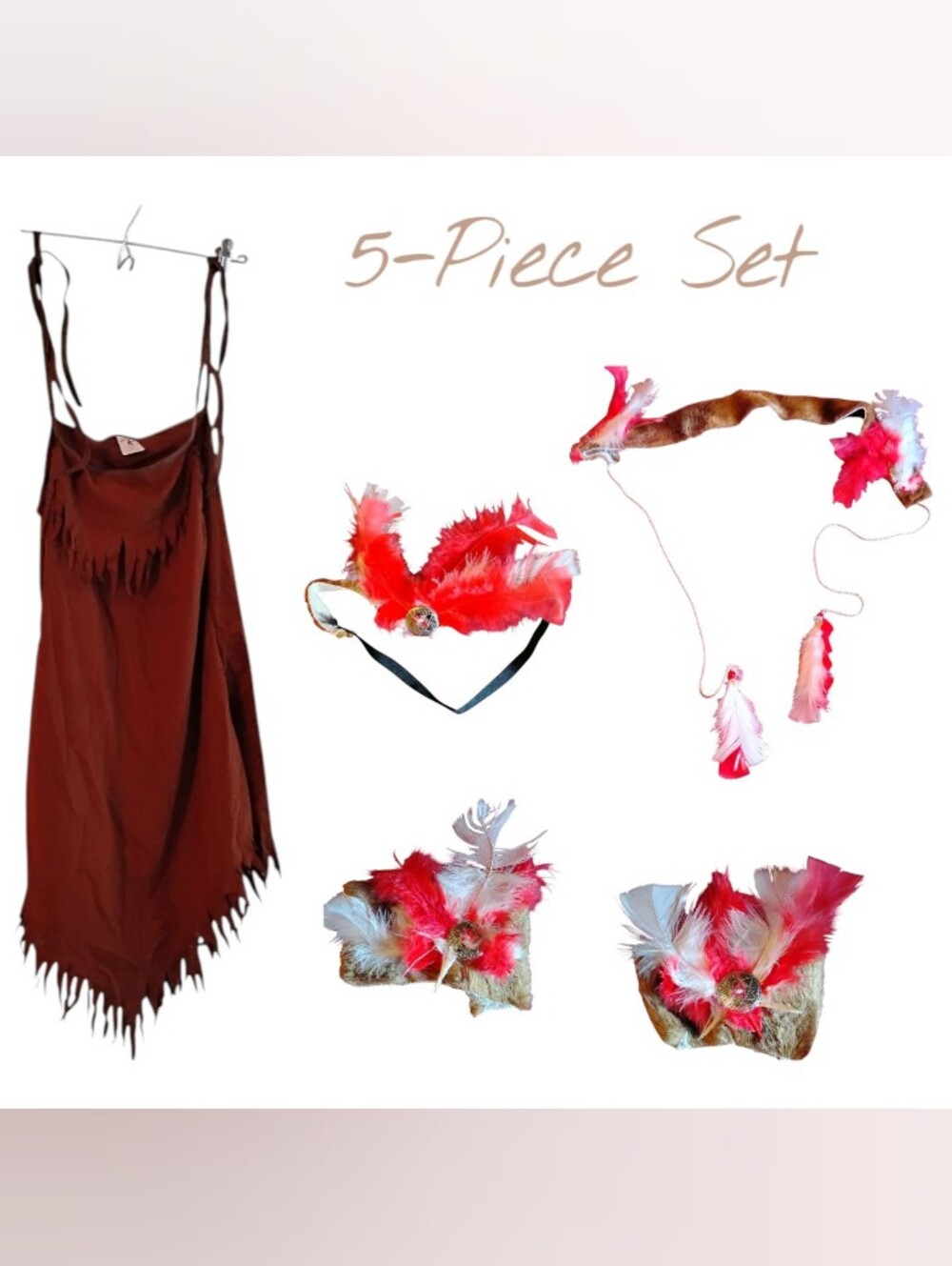 Vintage Indian Halloween Costume, 5-piece Set, Women's Size Small, Pre-owned